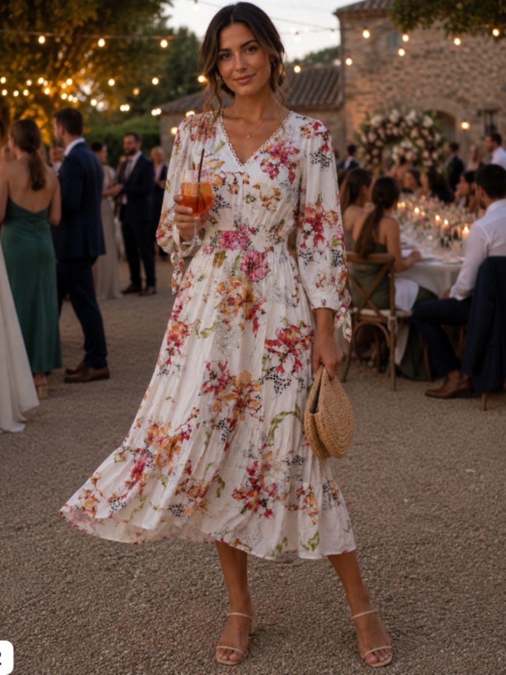 Abel the Label Floral V-Neck Smocked Waist Summer Maxi Dress - White Floral